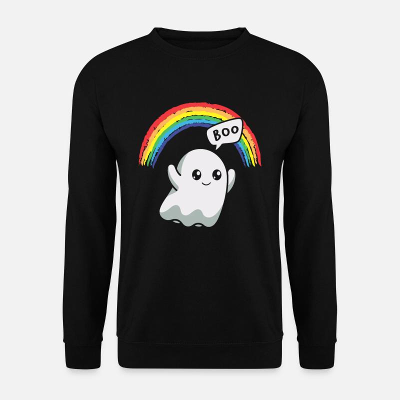 Boo Gespenst Regenbogen Halloween - Unisex Pullover - Schwarz