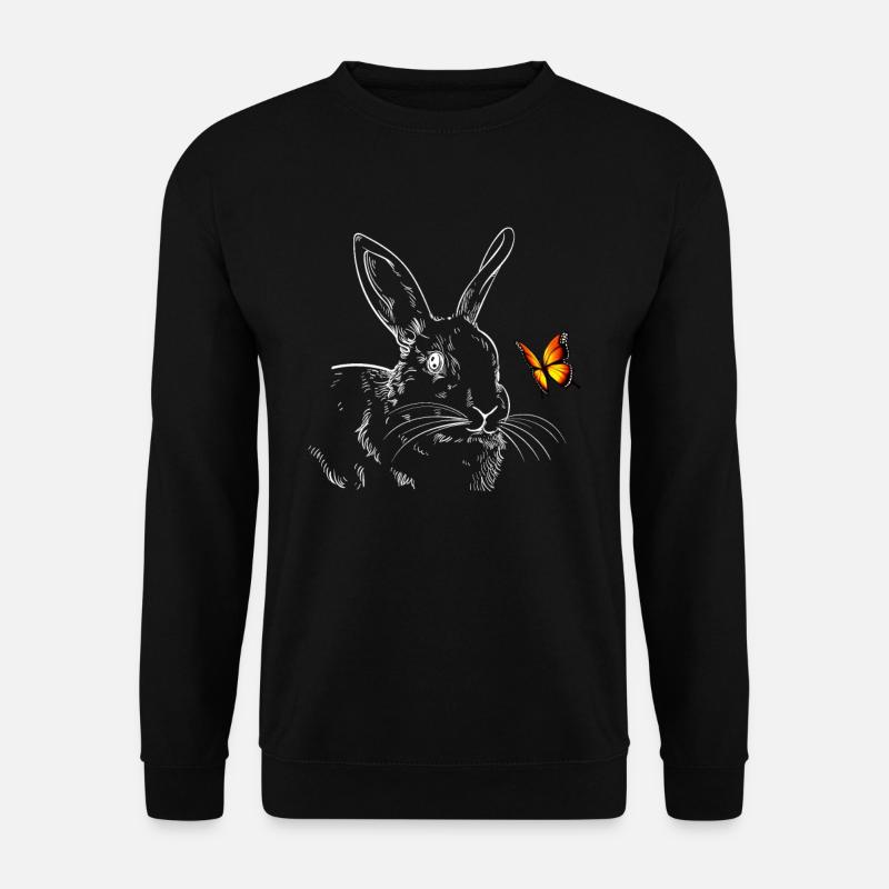 Kaninchen mit Schmetterling - Unisex Pullover - Schwarz