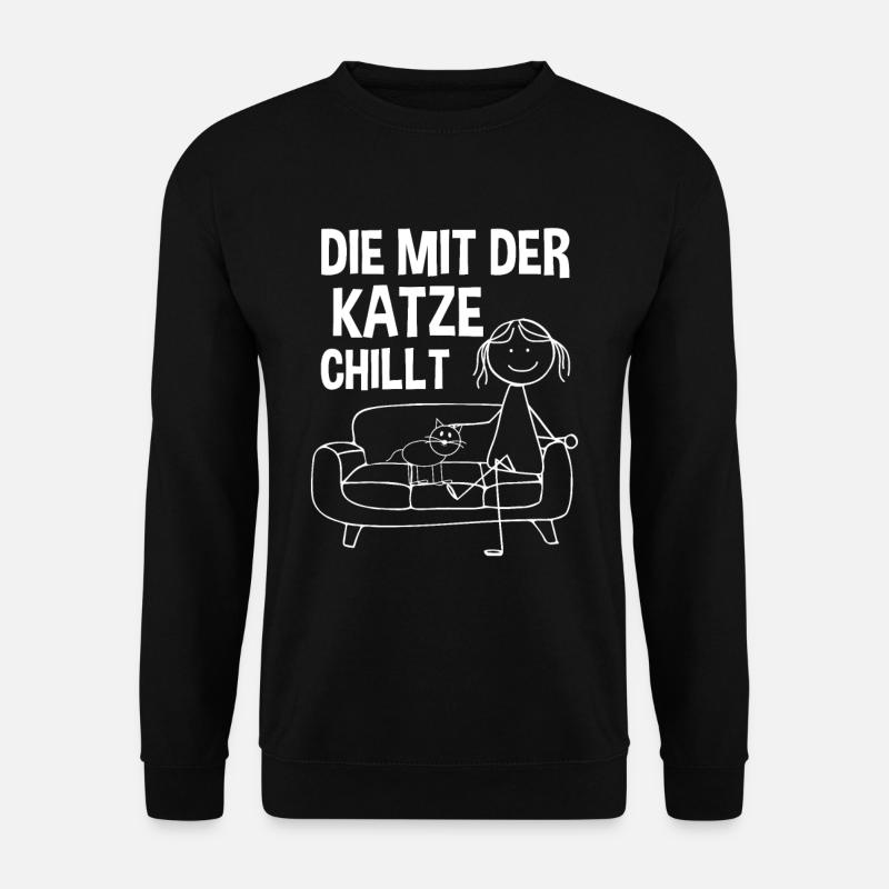 Die mit der Katze chillt - Unisex Pullover - Schwarz