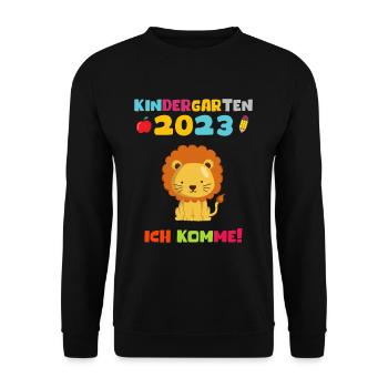 Kindergarten 2023 Ich Komme - Unisex Pullover - Schwarz - Vorne - Alina (178cm) & Michal (187cm)