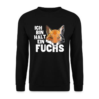 Ich bin halt ein Fuchs Low Poly - Unisex Pullover - Schwarz - Vorne - Alina (178cm) & Michal (187cm)