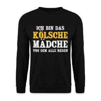 Kölsche Mädche Kölle Kölsch Kölner Karneval Köln - Unisex Pullover - Schwarz - Vorne - Alina (178cm) & Michal (187cm)