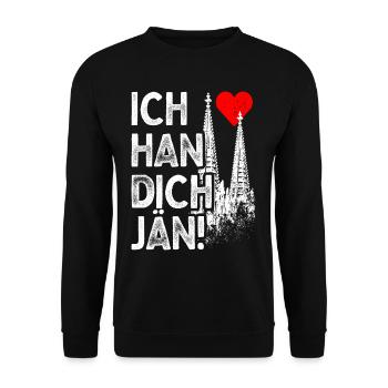 Ich Han Dich Jän Kölsch Kölle Kölner Karneval Köln - Unisex Pullover - Schwarz - Vorne - Alina (178cm) & Michal (187cm)