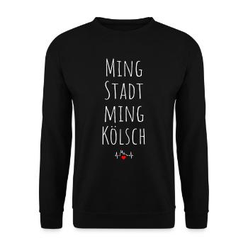 Ming Stadt Ming Kölsch Kölle Kölner Karneval Köln - Unisex Pullover - Schwarz - Vorne - Alina (178cm) & Michal (187cm)
