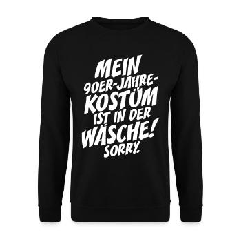 90er Jahre Kostüm Ist In Der Wäsche 90s Party 90er - Unisex Pullover - Schwarz - Vorne - Alina (178cm) & Michal (187cm)