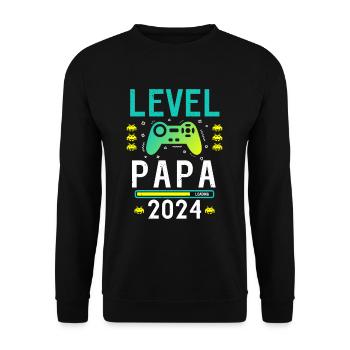 Papa Level Loading 2024 - Unisex Sweatshirt - black - Front - Alina (178cm) & Michal (187cm)