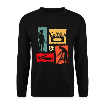 Tischler Retro - Unisex Pullover - Schwarz - Vorne - Alina (178cm) & Michal (187cm)