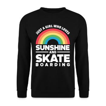 Skateboard Sonnenschein Mädchen - Unisex Pullover - Schwarz - Vorne - Alina (178cm) & Michal (187cm)