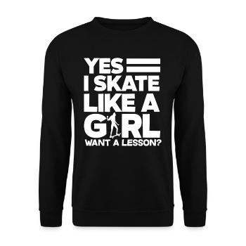 Skateboard Skatboarder Mädchen Frau - Unisex Pullover - Schwarz - Vorne - Alina (178cm) & Michal (187cm)