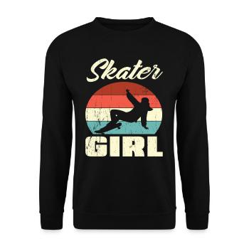 Skateboard Girl - Unisex Sweatshirt - black - Front - Alina (178cm) & Michal (187cm)