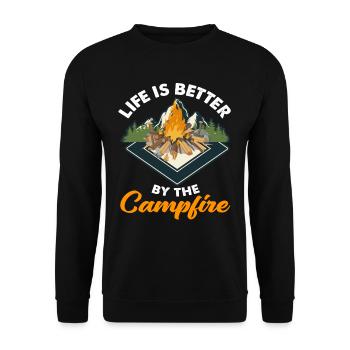Leben Lagerfeuer Camping Camper - Unisex Pullover - Schwarz - Vorne - Alina (178cm) & Michal (187cm)