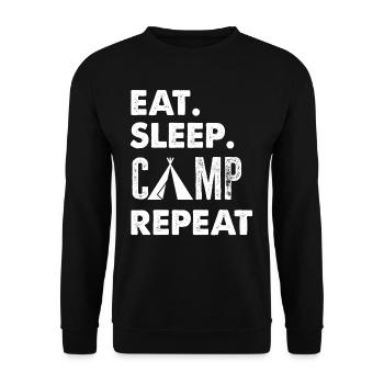 Food, sleeping, camping, camper - Unisex Sweatshirt - black - Front - Alina (178cm) & Michal (187cm)