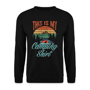 Mein Camping Shirt Retro Camper Campen - Unisex Pullover - Schwarz - Vorne - Alina (178cm) & Michal (187cm)