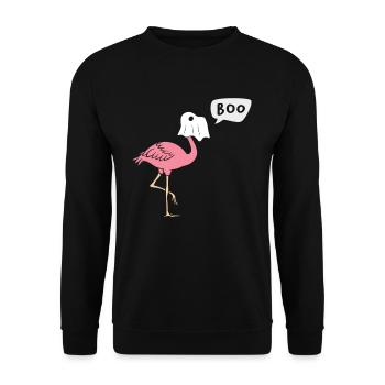 Halloween Boo Flamingo Trick or Treat - Unisex Pullover - Schwarz - Vorne - Alina (178cm) & Michal (187cm)
