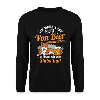 Ein Mann Kann Nicht Von Bier Alleine Leben Hund - Unisex Pullover - Schwarz - Vorne - Alina (178cm) & Michal (187cm)