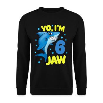 6th Birthday Shark Funny Shark Kids - Unisex Sweatshirt - black - Front - Alina (178cm) & Michal (187cm)