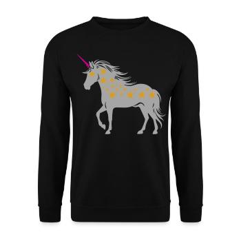 Einhorn mit Sternen | Farben änderbar - Unisex Pullover - Schwarz - Vorne - Alina (178cm) & Michal (187cm)