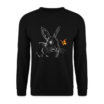 Rabbit with butterfly brown hare - Unisex Sweatshirt - black - Front - Alina (178cm) & Michal (187cm)