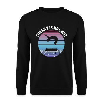 The Sky is No Limit Trampoline Backflip - Unisex Sweatshirt - black - Front - Alina (178cm) & Michal (187cm)