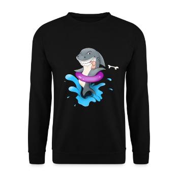 Funny shark around holiday shark with tourists - Unisex Sweatshirt - black - Front - Alina (178cm) & Michal (187cm)