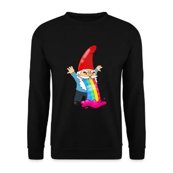 Drôle de nain Vomit Rainbow Gnome Humour - Sweat-shirt Unisexe - noir - Devant - Alina (178cm) & Michal (187cm)