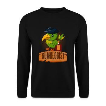 Rumologist Lustiges Piraten Papagei Rum Trinker - Unisex Pullover - Schwarz - Vorne - Alina (178cm) & Michal (187cm)