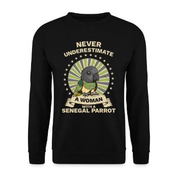 Senegalpapagei Mohrenkopfpapagei Papagei Retro Mom - Unisex Pullover - Schwarz - Vorne - Alina (178cm) & Michal (187cm)