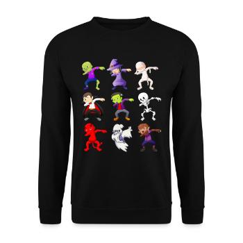 Dabbing Halloween Skeleton Zombie Pumpkin Mummy - Unisex Sweatshirt - black - Front - Alina (178cm) & Michal (187cm)