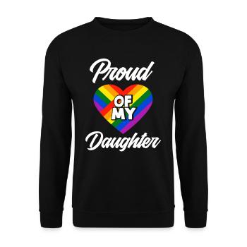 Stolz Auf Meine Tochter LGBTQ Regenbogenfahne - Unisex Pullover - Schwarz - Vorne - Alina (178cm) & Michal (187cm)