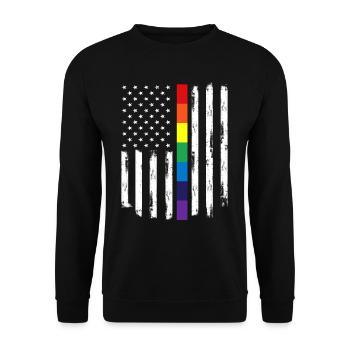 LGBTQ Regenbogen USA Amerika Fahne Geschenkidee - Unisex Pullover - Schwarz - Vorne - Alina (178cm) & Michal (187cm)