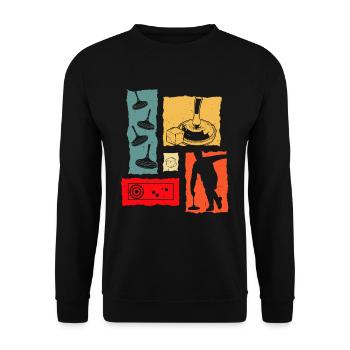 Curling Retro Vintage Ice Cane Player - Sweat-shirt Unisexe - noir - Devant - Alina (178cm) & Michal (187cm)