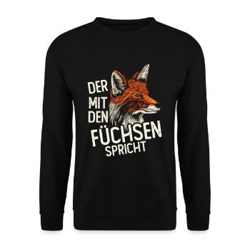 Der Mit Den Füchsen Spricht - Unisex Pullover - Schwarz - Vorne - Alina (178cm) & Michal (187cm)