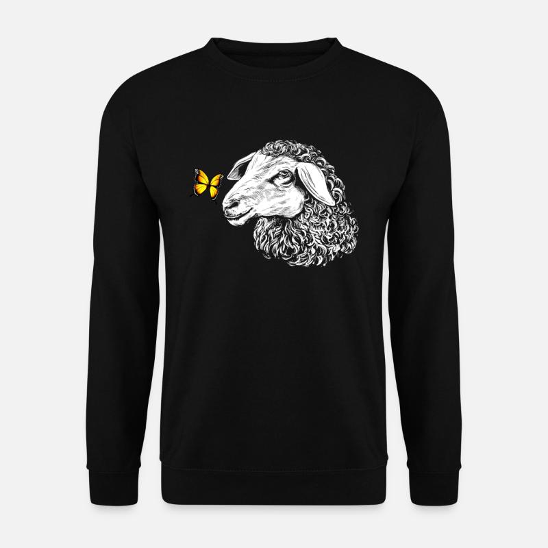 Sheep with butterfly - Unisex Sweatshirt - black
