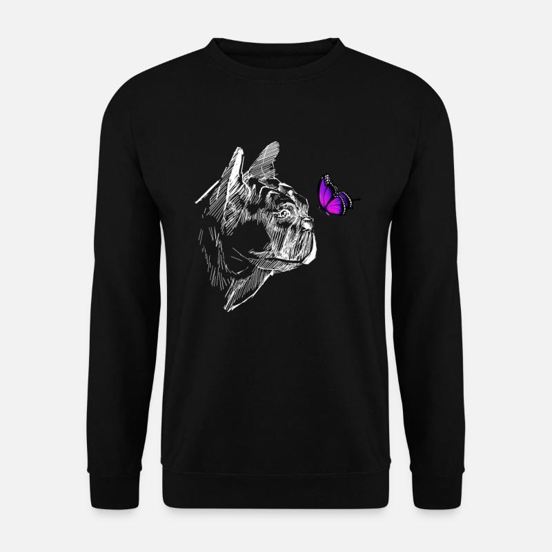 Mops mit Schmetterling - Unisex Pullover - Schwarz