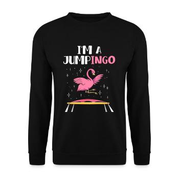 Jumpingo Flamingo Trampoline - Sweat-shirt Unisexe - noir - Devant - Alina (178cm) & Michal (187cm)