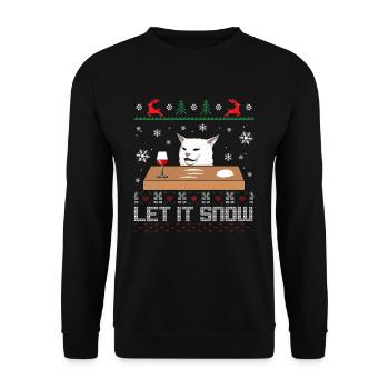 Let it snow Cat - Unisex Pullover - Schwarz - Vorne - Alina (178cm) & Michal (187cm)