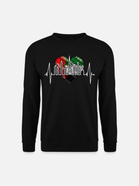 Dubai Skyline Herzschlag Burj Khalifa VAE Flagge - Unisex Pullover - Schwarz