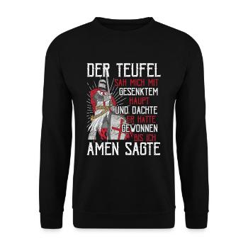 Der Teufel hat mich gesehen Tempelritter Kreuzzug - Unisex Pullover - Schwarz - Vorne - Alina (178cm) & Michal (187cm)
