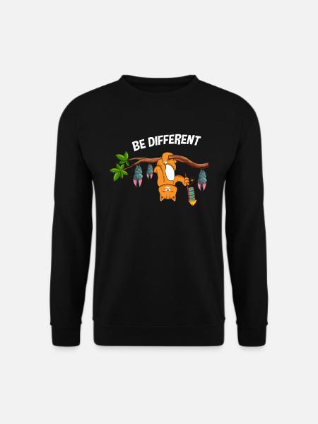 Be Different Katze mit Fledermäuse und Feuerwerk - Unisex Pullover - Schwarz