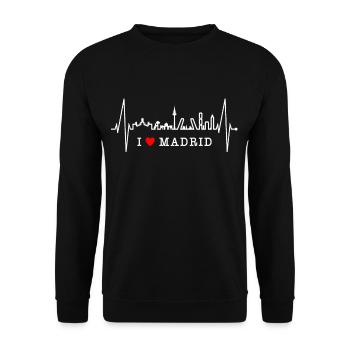 Madrid Skyline Heartbeat Espagne Silhouette Pulse - Sweat-shirt Unisexe - noir - Devant - Alina (178cm) & Michal (187cm)