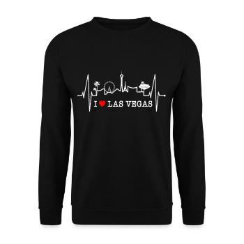 Las Vegas Skyline Heartbeat Nevada USA Heart Love - Unisex Sweatshirt - black - Front - Alina (178cm) & Michal (187cm)