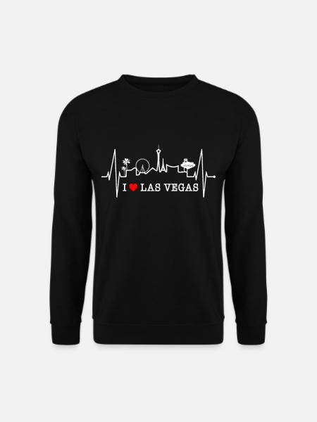 Las Vegas Skyline Herzschlag Nevada USA Herz Liebe - Unisex Pullover - Schwarz