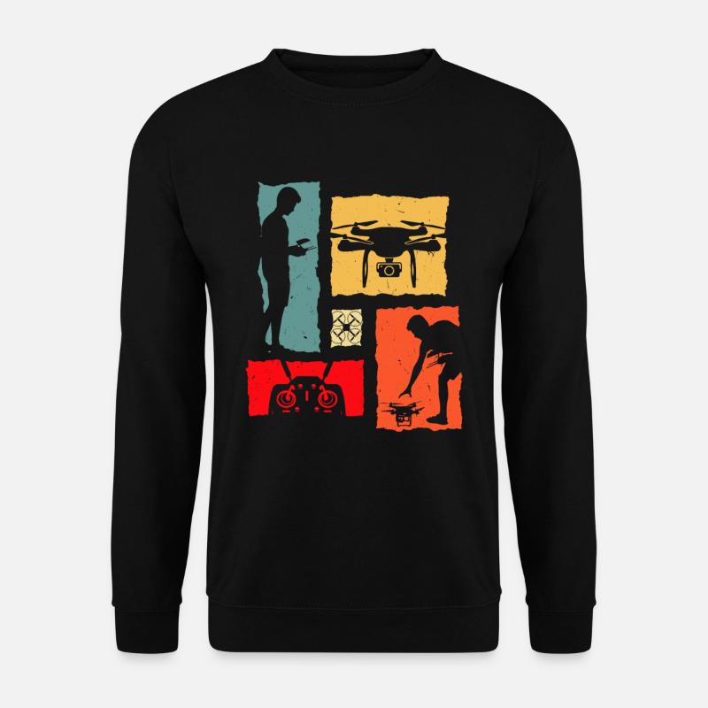Drone Rétro Drone Pilotes de drones - Sweat-shirt Unisexe - noir