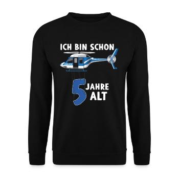 Police Helicopter 5th Birthday - Unisex Sweatshirt - black - Front - Alina (178cm) & Michal (187cm)