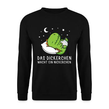 Dickerchen macht Nickerchen Sleepysaurus - Unisex Pullover - Schwarz - Vorne - Alina (178cm) & Michal (187cm)