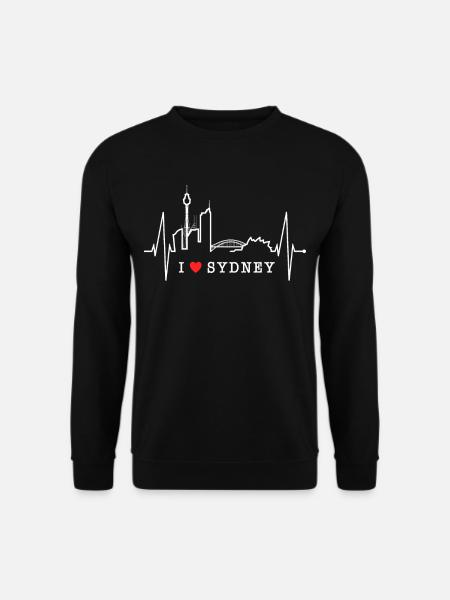 Sydney Skyline Herzschlag Australien Fan Puls Herz - Unisex Pullover - Schwarz