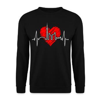 Toronto Skyline Herzschlag Kanadier I Love Kanada - Unisex Pullover - Schwarz - Vorne - Alina (178cm) & Michal (187cm)