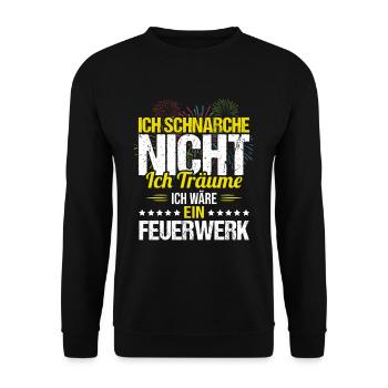 Schnarche Nicht Ich Träume Ich bin ein Feuerwerk - Unisex Pullover - Schwarz - Vorne - Alina (178cm) & Michal (187cm)