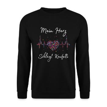 Mein Herz schlägt Konfetti - Unisex Pullover - Schwarz - Vorne - Alina (178cm) & Michal (187cm)
