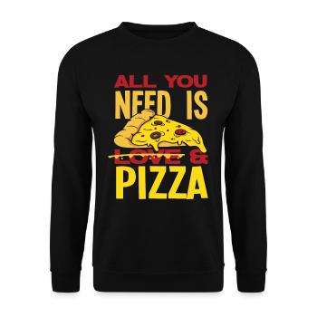 All I need is pizza - Unisex Sweatshirt - black - Front - Alina (178cm) & Michal (187cm)